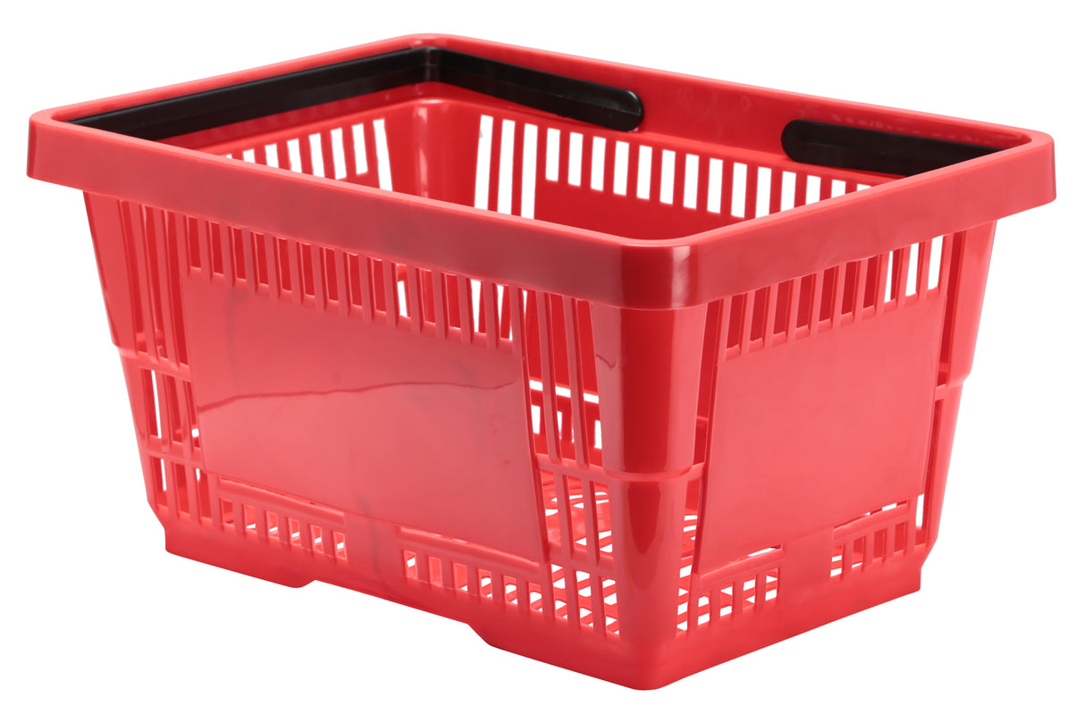 Shopping Basket, 17" x 11.5" x 9" Deep, Two Handles, Red, 22L