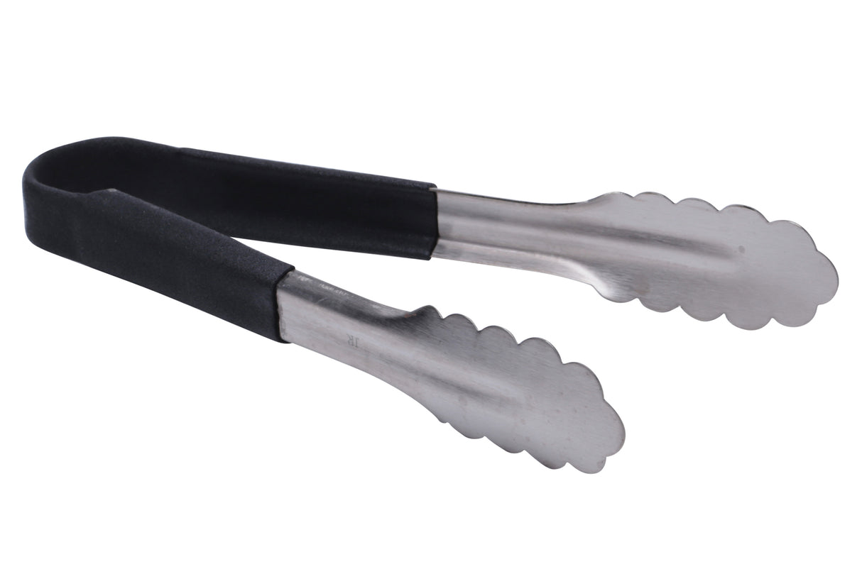 9" Stainless Steel Tong with Black Plastic-Coated Handle