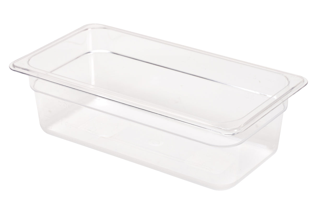Food Pan, 1/3 Size, 4" Deep, Clear Polycarbonate