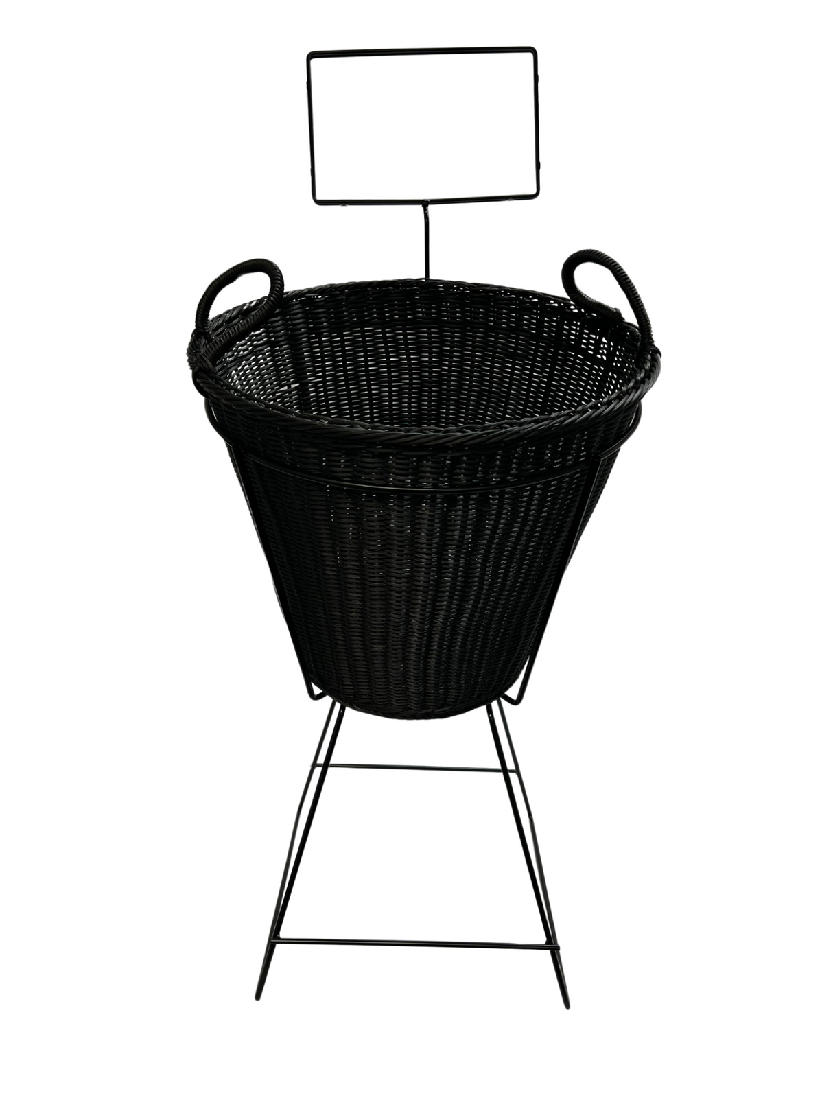 Basket/Stand Kit, Euro Black Rattan Basket and Metal Stand