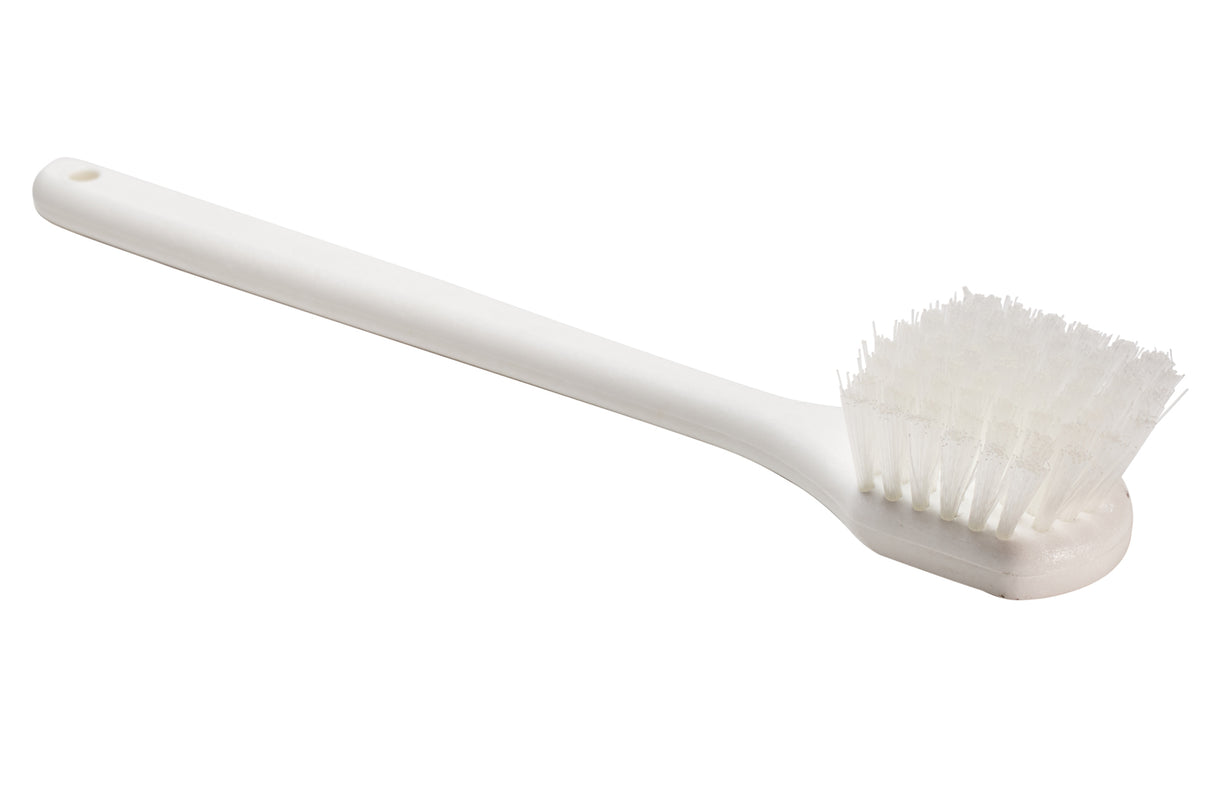 Brush, Clean Up, Long Handle, White Plastic Handle, Nylon Bristles