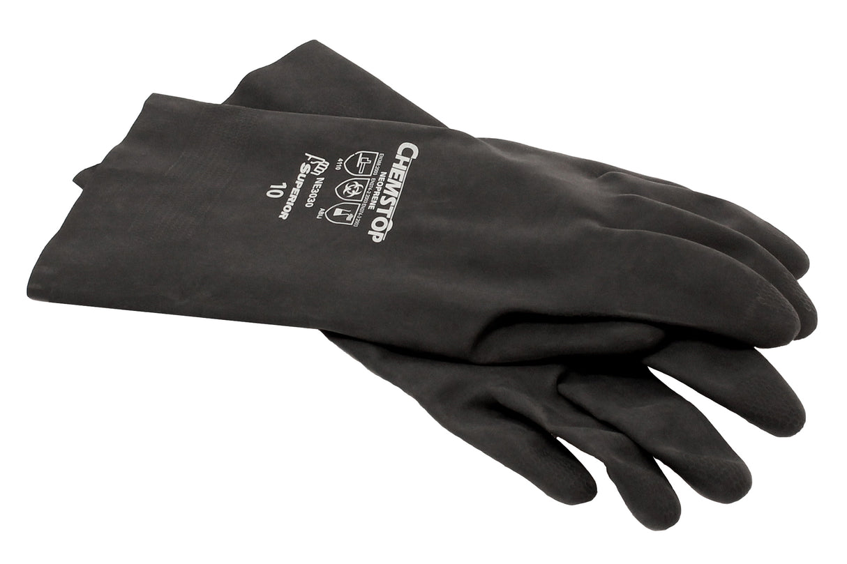 Glove, Neoprene, 12", Chemical Resistant, Lined, 30mil Thick, Black