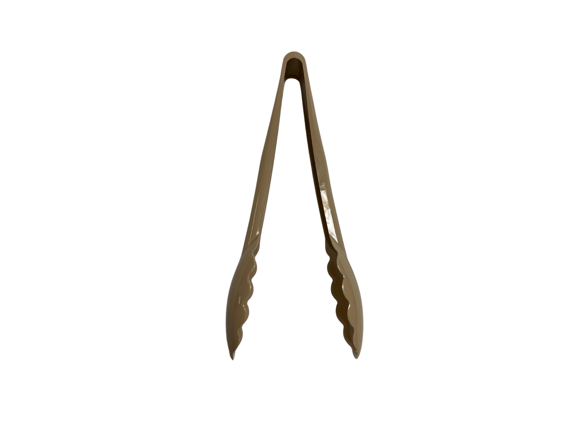 Tong, Plastic, Scallop Edge, Beige, 9" Long
