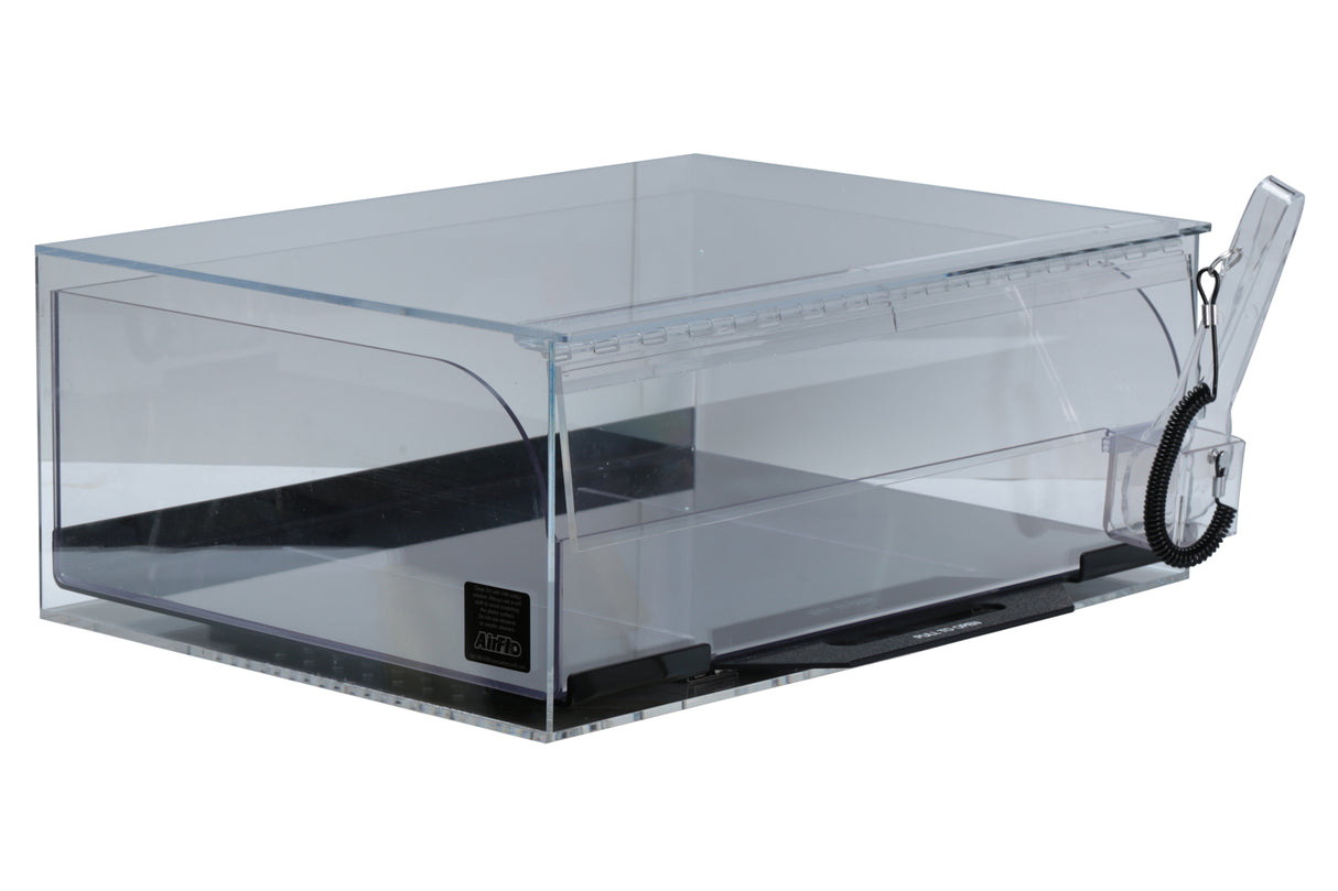 Bac coulissant à trois compartiments, 17 "D x 23 "W x 9 "T, transparent