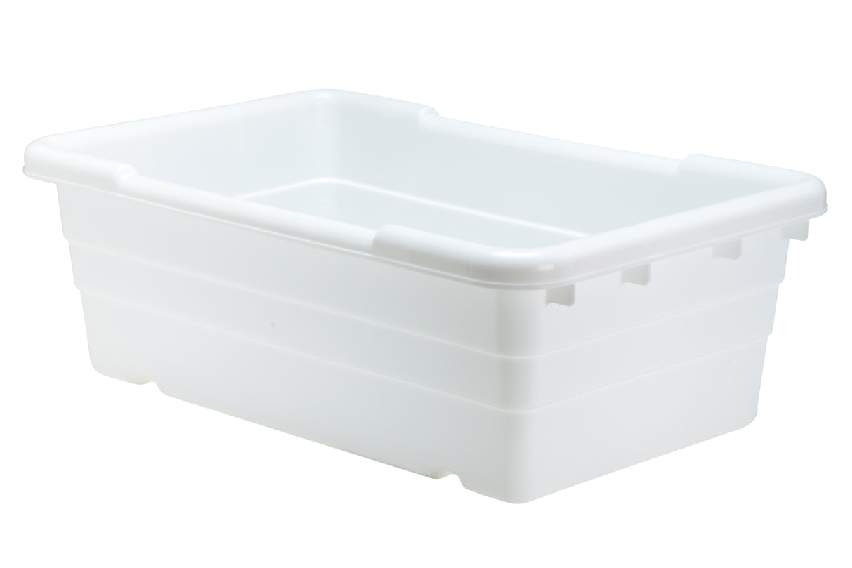 Plastic Lug, 8" Deep, Stackable/Nestable, CFIA Approved, White