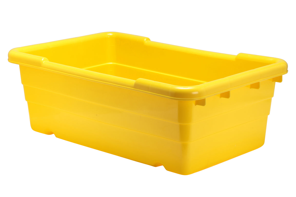 Plastic Lug, 8" Deep, Stackable/Nestable, CFIA Approved, Yellow