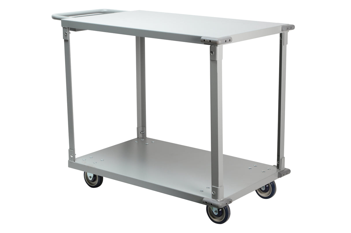 Stock Truck, Grocery, Heavy Duty, 2 Shelves, Powder Coated, Grey