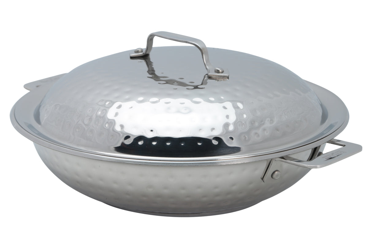 Cucina Chef Pan, Stainless Steel, 3-1/2 qt, 12" Dia x 3"H, Square Handle w/ Lid