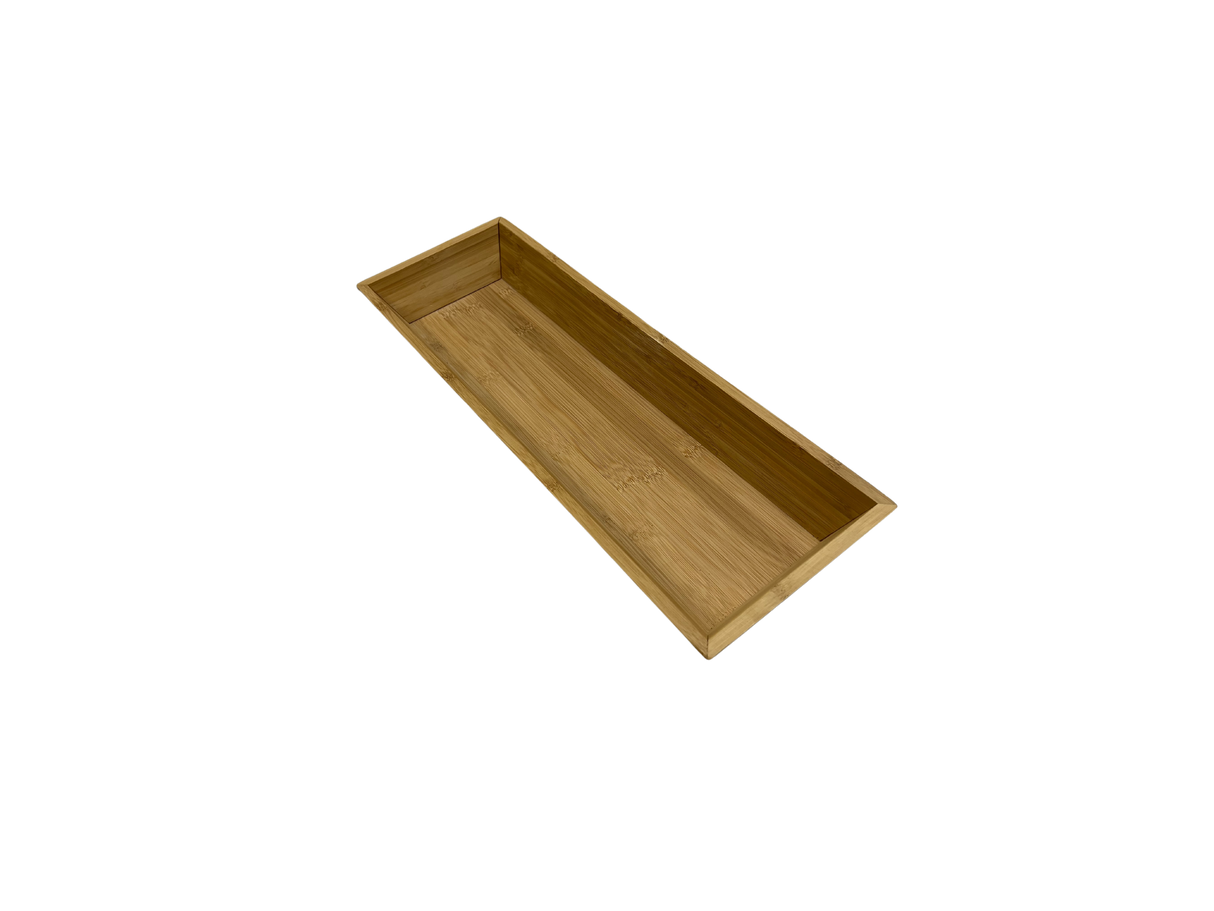 Rectangular Bamboo Wood Basket - 12"L x 9"W x 2"H
