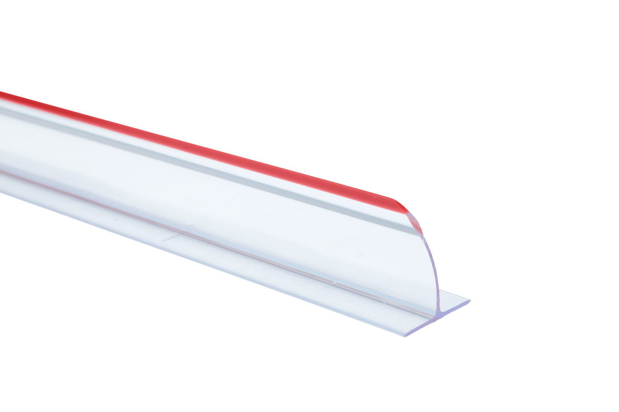 Séparateur, base en T, 2 po x 24 po transparent avec pointe rouge