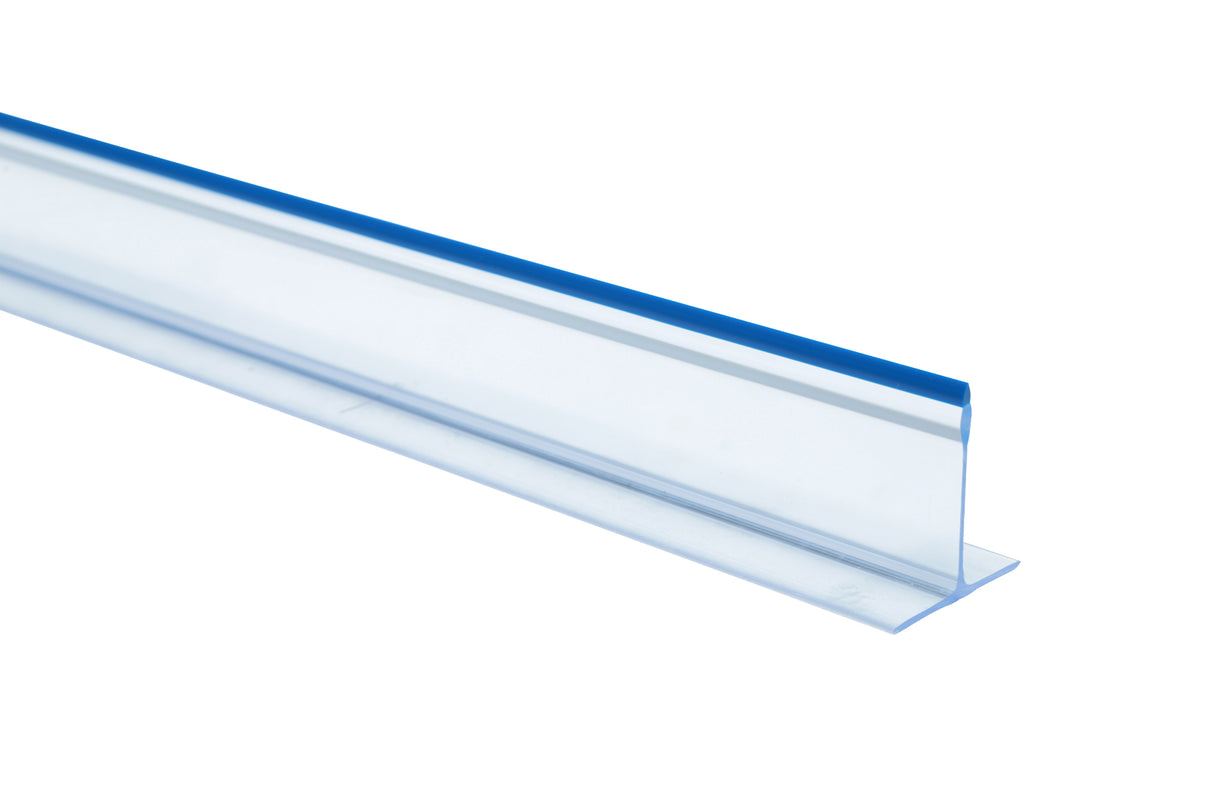 Séparateur, base en T, 2 po x 15 po transparent avec pointe bleue