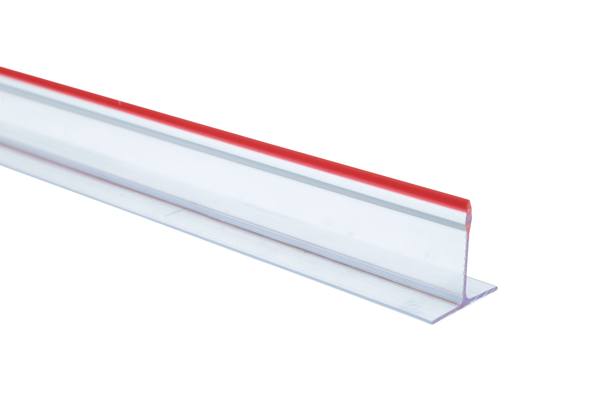 Séparateur, base en T, 3 po x 30 po transparent avec pointe rouge