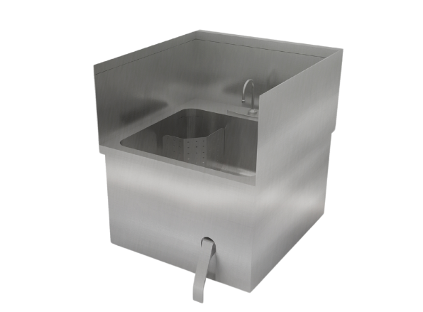 Knee Pedal Handwash Sink with Sidesplash and Gooseneck Spout