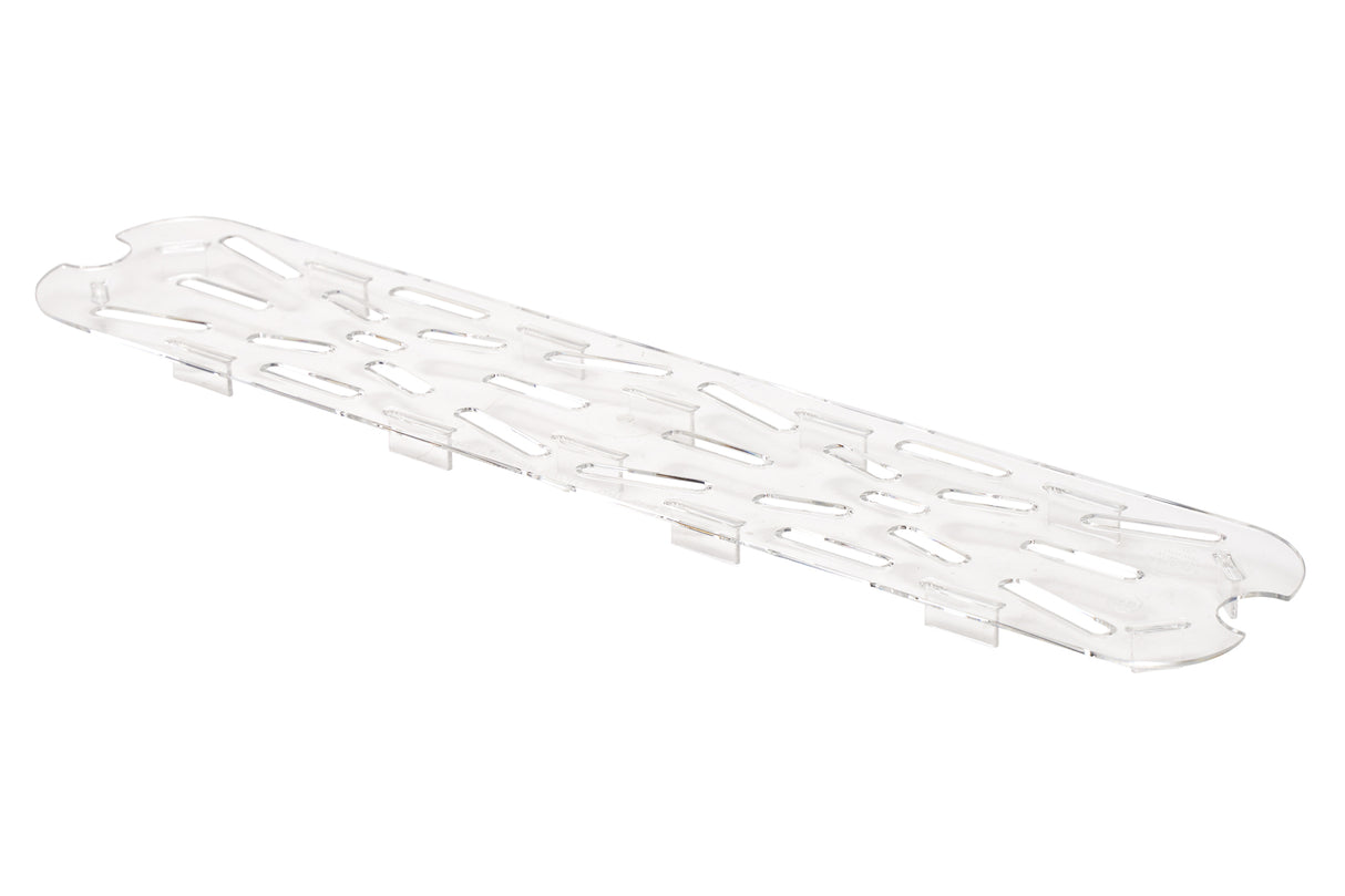 Égouttoir pour bac alimentaire en polycarbonate, 1/2 format long, 6.375" x 20.875" x 4"