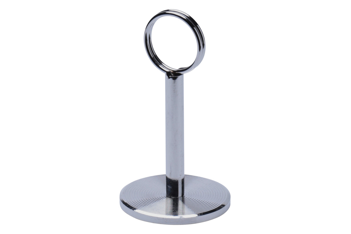 Porte Carte sur Tige sur Base Ronde Couleur Chrome, 2" Dia x 4"