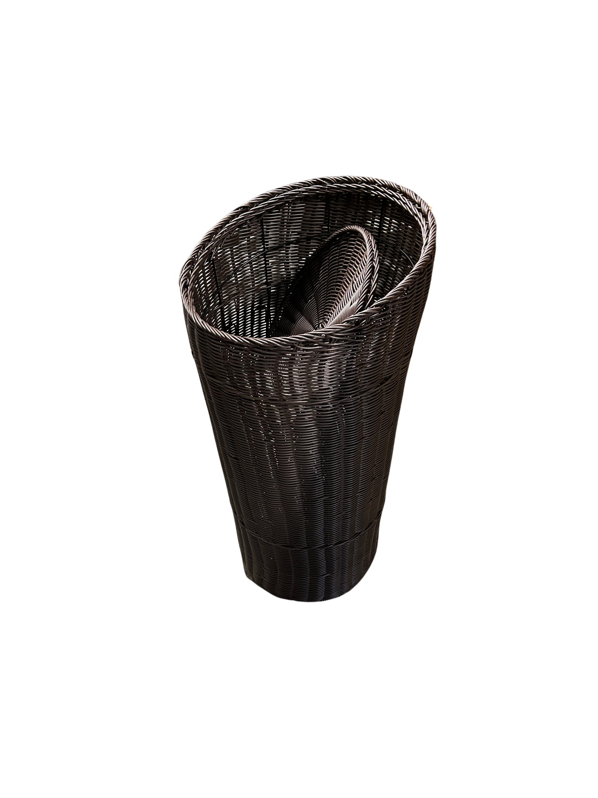 Round Brown Tapered Basket with Round Tray, 35" x 19"