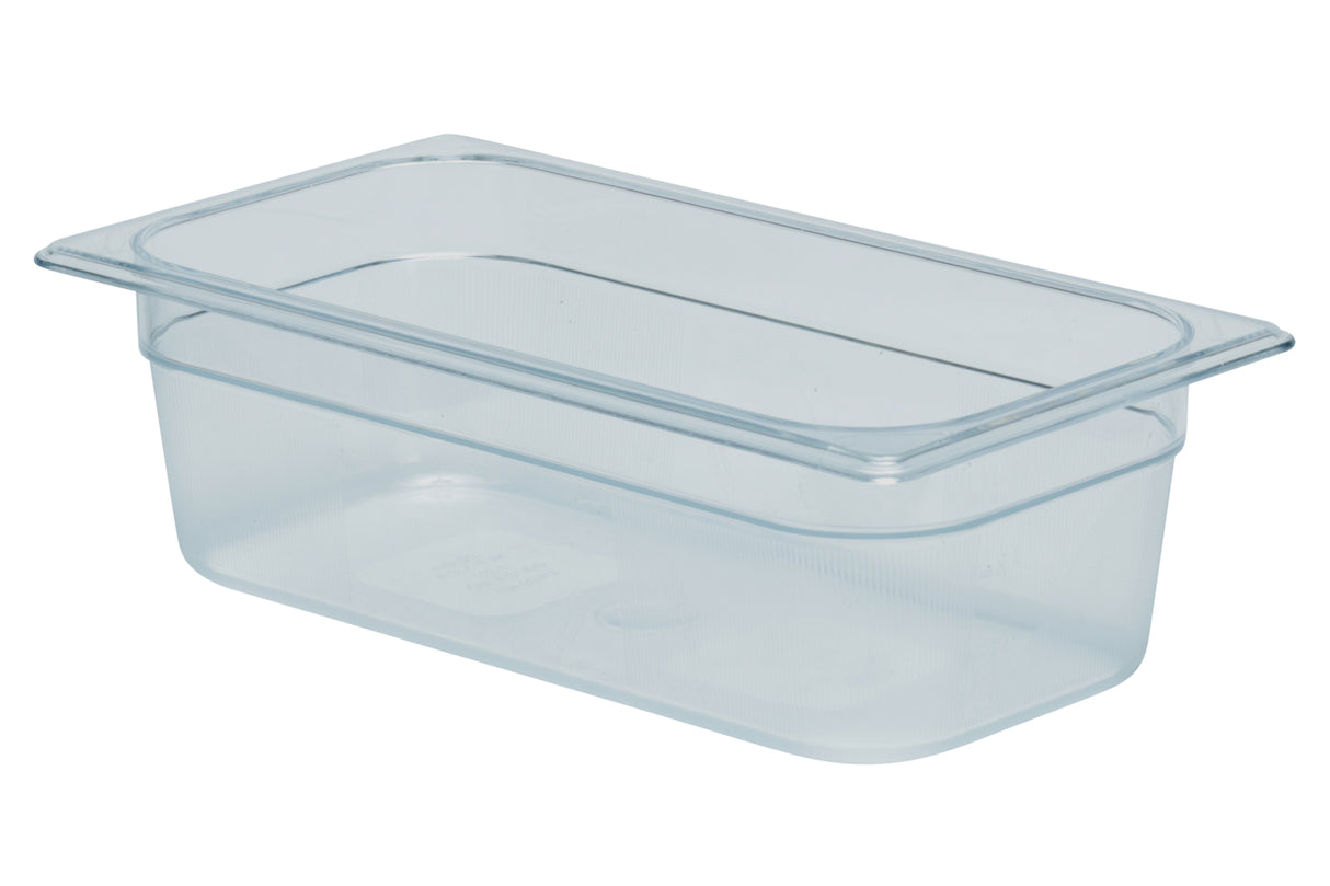 Food Pan, Clear Plastic, 1/3 Size, 4" Deep, Rubbermaid