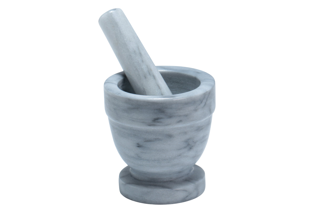 Mortar and Pestle, Marble, 4", White