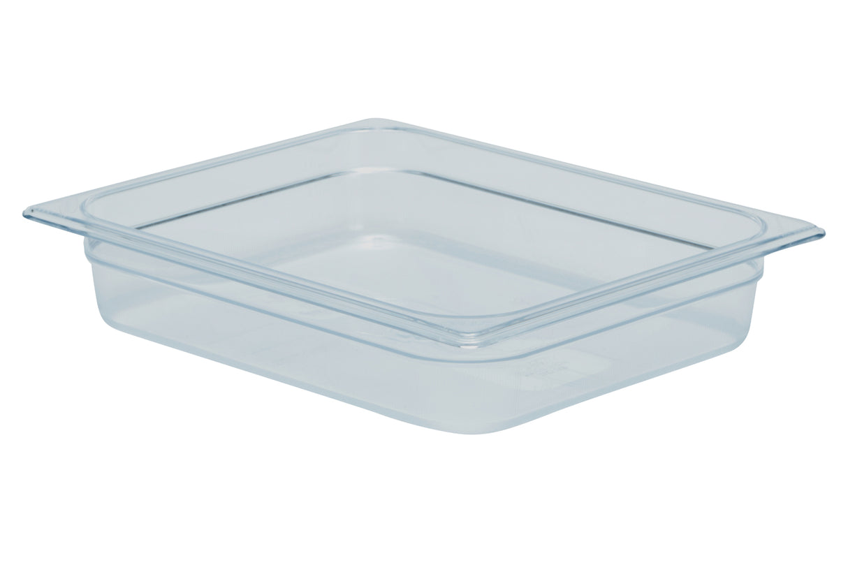 Food Pan, Clear Plastic, 1/2 Size, 2.5" Deep, Rubbermaid