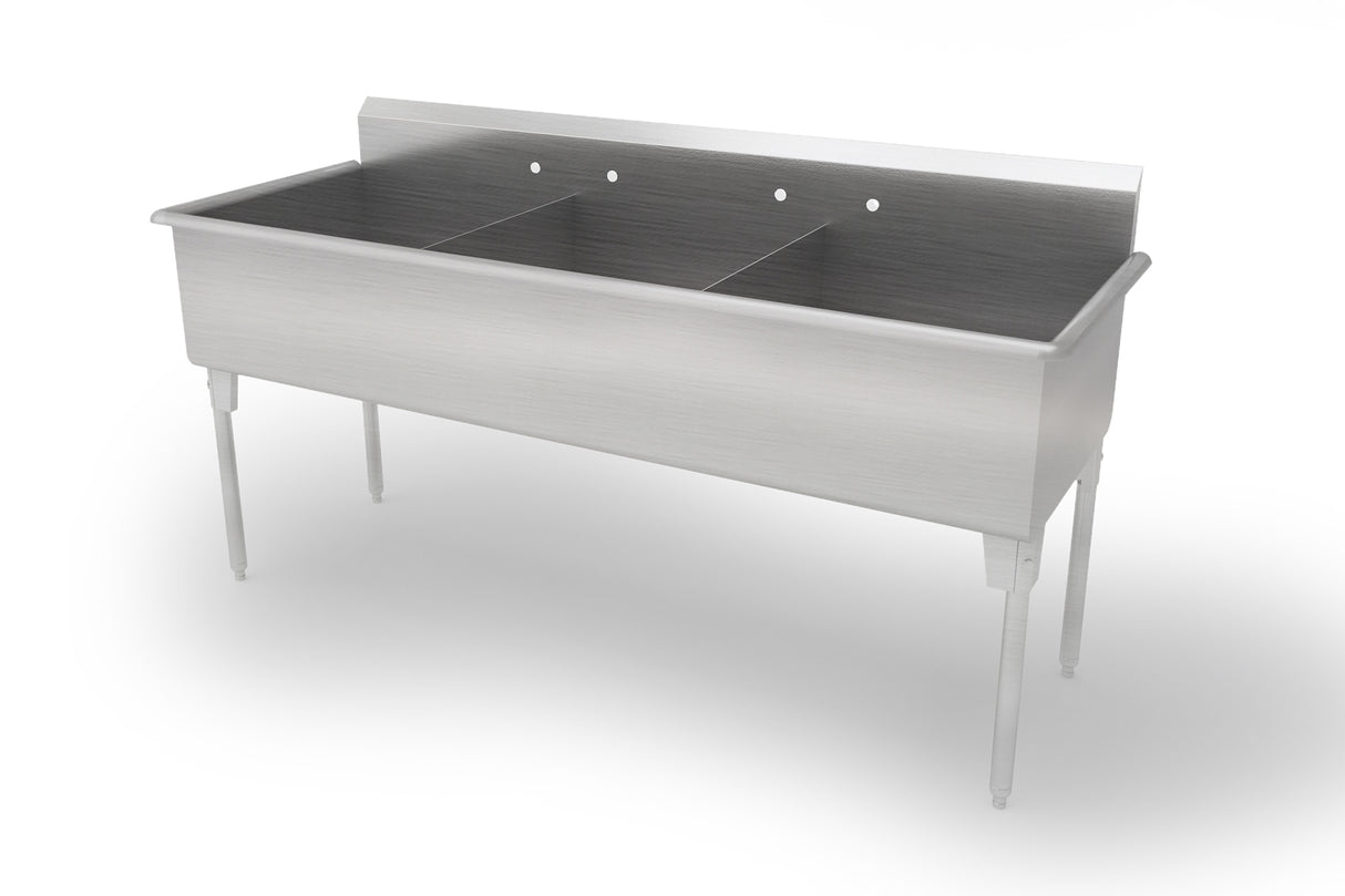 Évier en acier inoxydable à trois compartiments