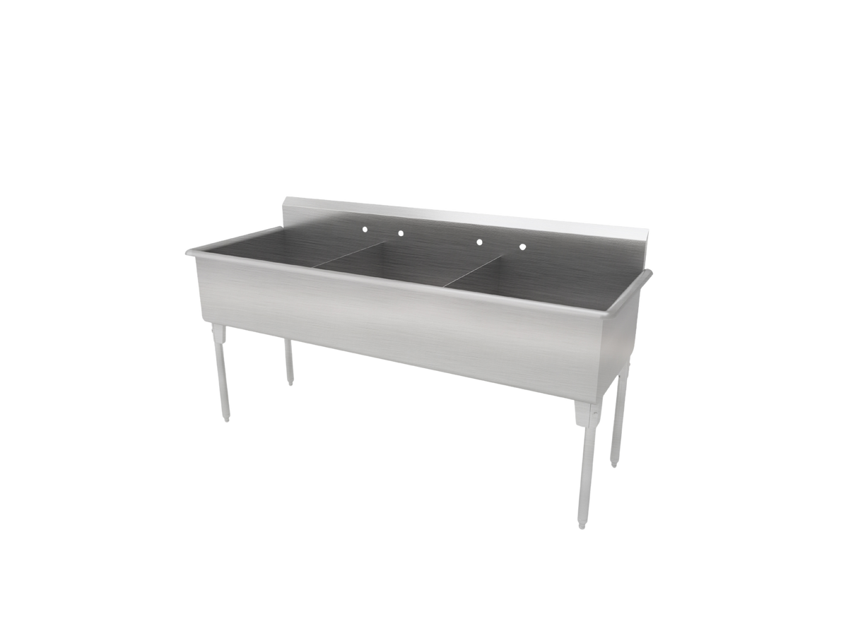 Triple Compartment Stainless Steel Sink