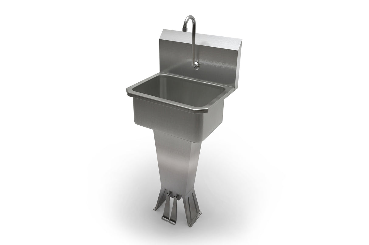 Floor-Mounted Hand Wash Sink with Dual Foot Pedal Valve