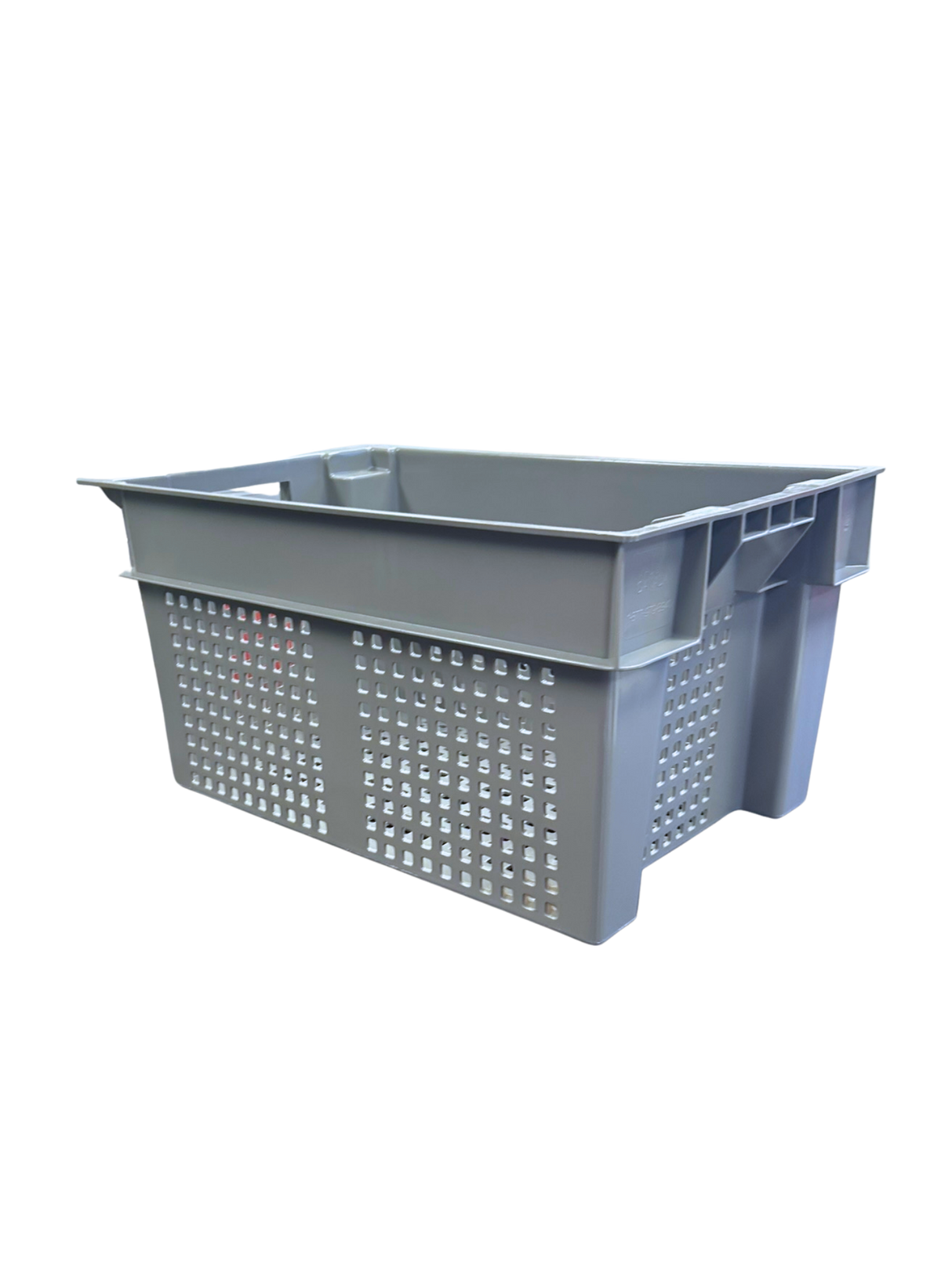 Bac empilable et emboîtable, côtés et base ventilés, 24 po x 16 po x 12 po.