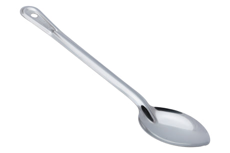 Stainless steel spoon on a white background