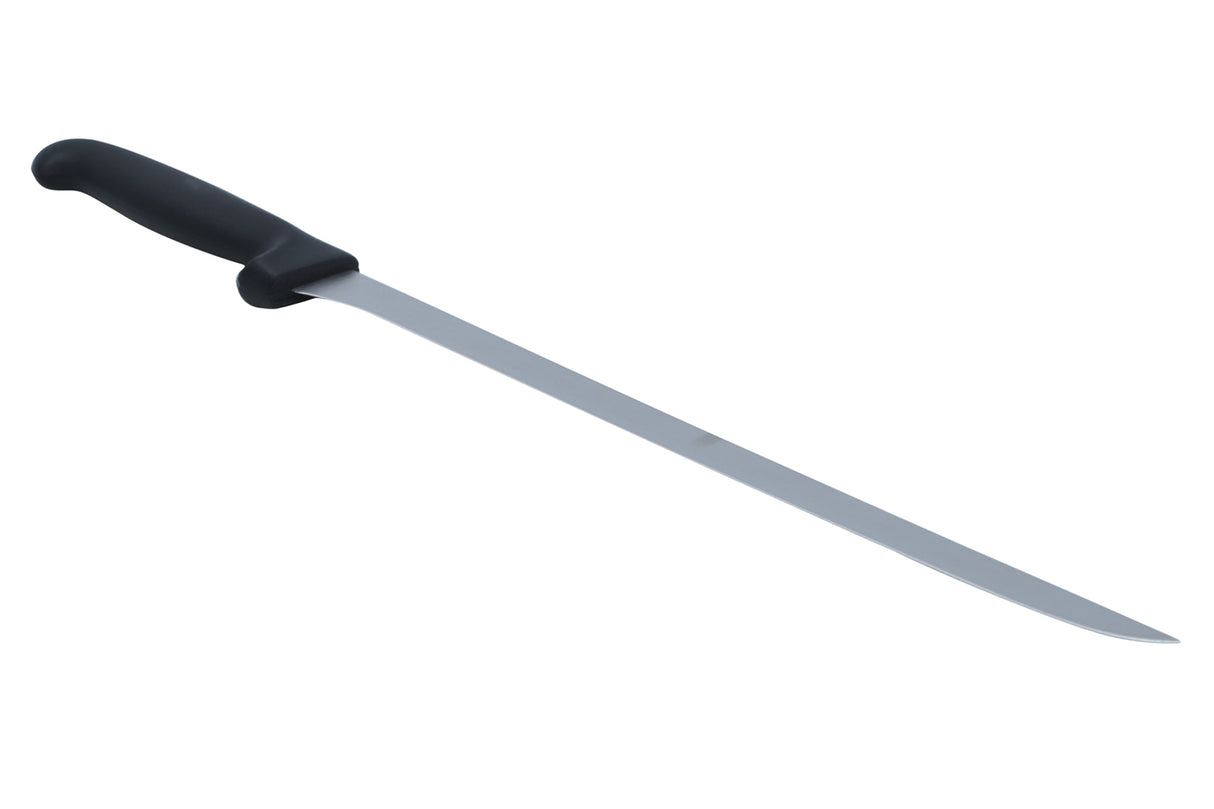 Couteau, ICEL, pour trancher le prosciutto, lame de 12 po, manche en plastique, noir