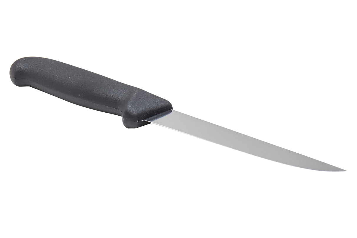 Couteau à désosser, droit, large, rigide, lame HQ 6", manche profilé, noir