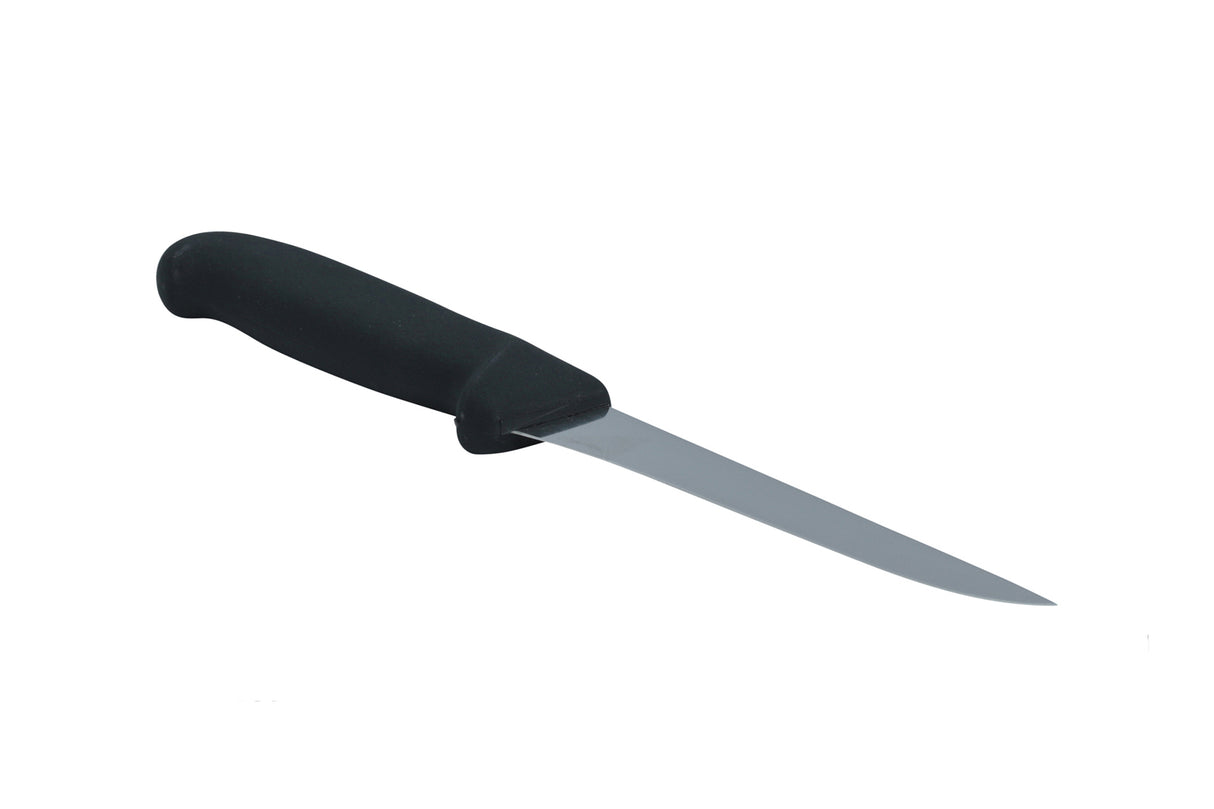 Couteau à désosser, droit, étroit, rigide, lame HQ 6", manche profilé, noir