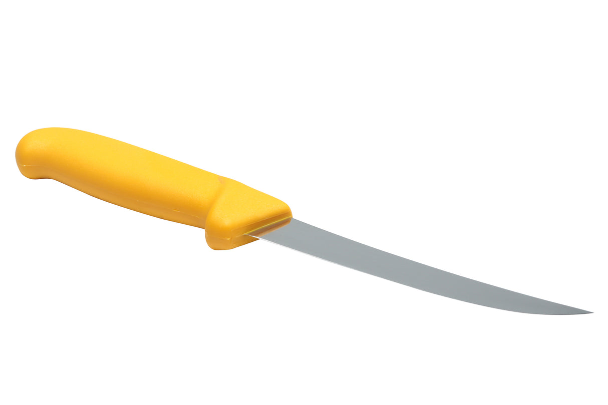 Couteau à désosser semi-courbé 6 po, jaune / haute qualité