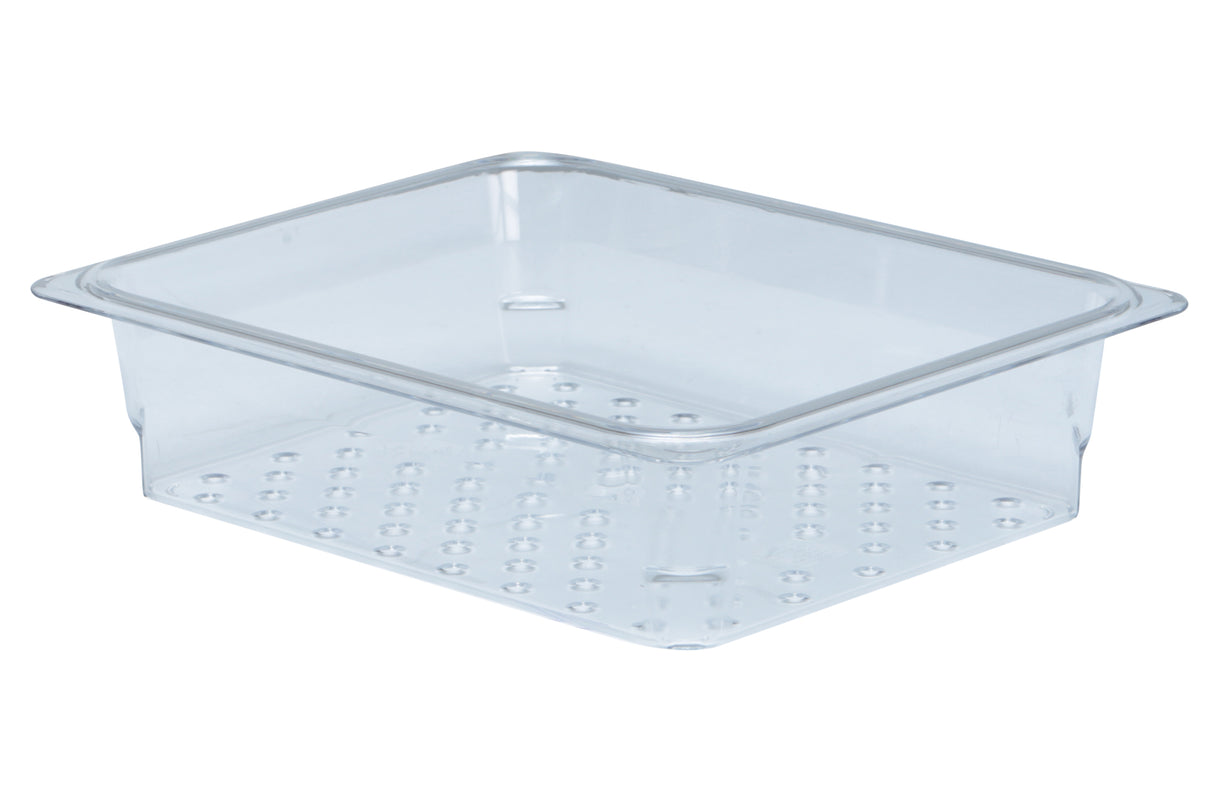 Bac alimentaire perforé en polycarbonate transparent, 6.9375" x 10.075" x 3"