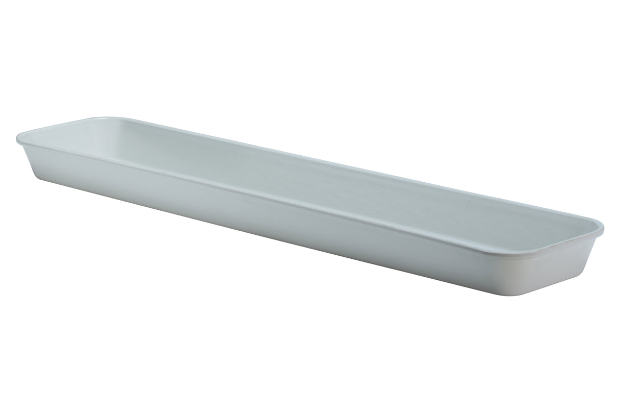 Plateau, fibre de verre, 6" x 30", 2" de profondeur, blanc