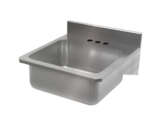 Wallmount handwash sink with 3.5" rear deck and 3 faucet holes