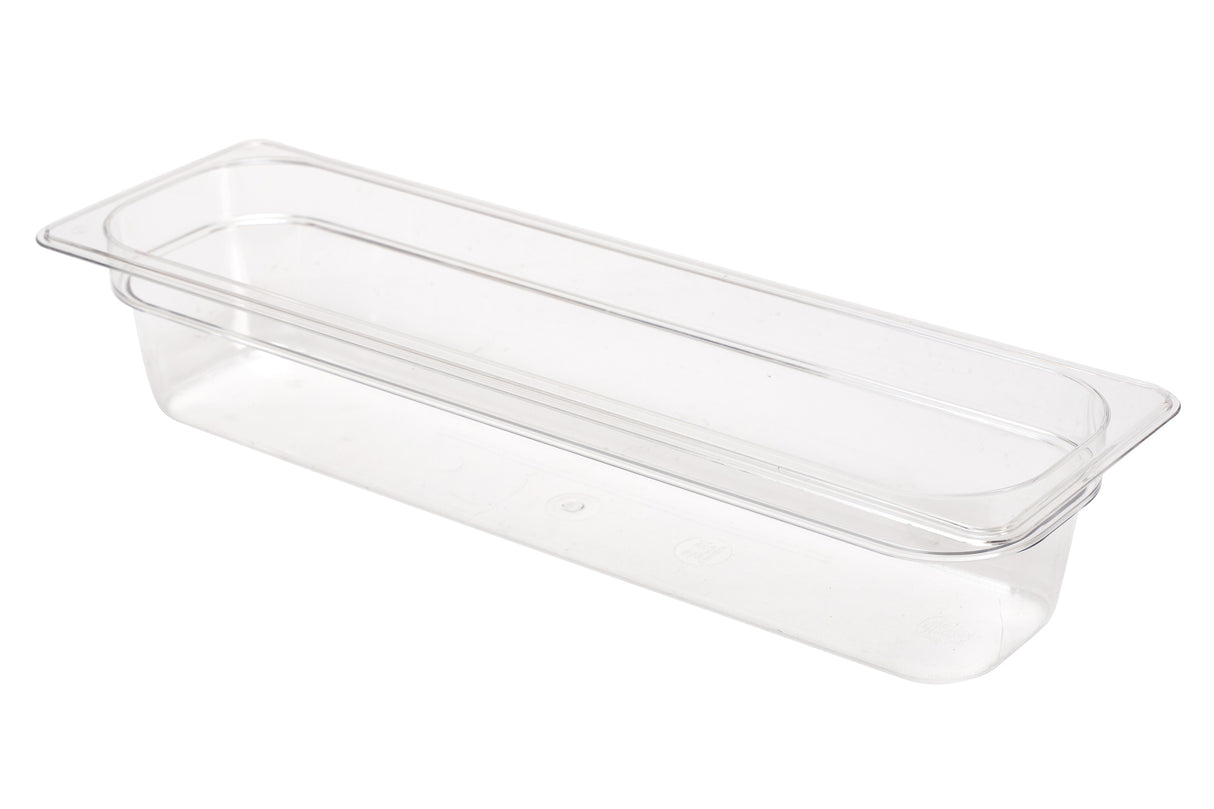 Food Pan, Polycarbonate, 6.375"x 20.875"x 4", Clear, 1/2 Size Long