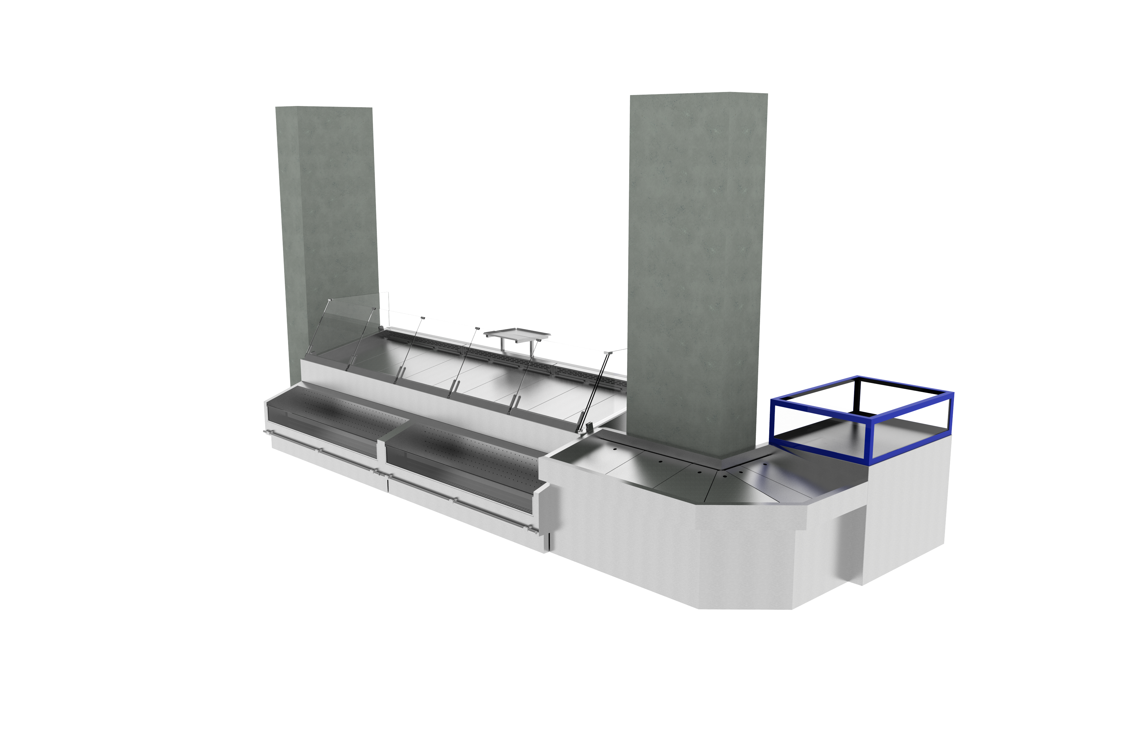 Caisse à fruits de mer avec méchandiseur frontal