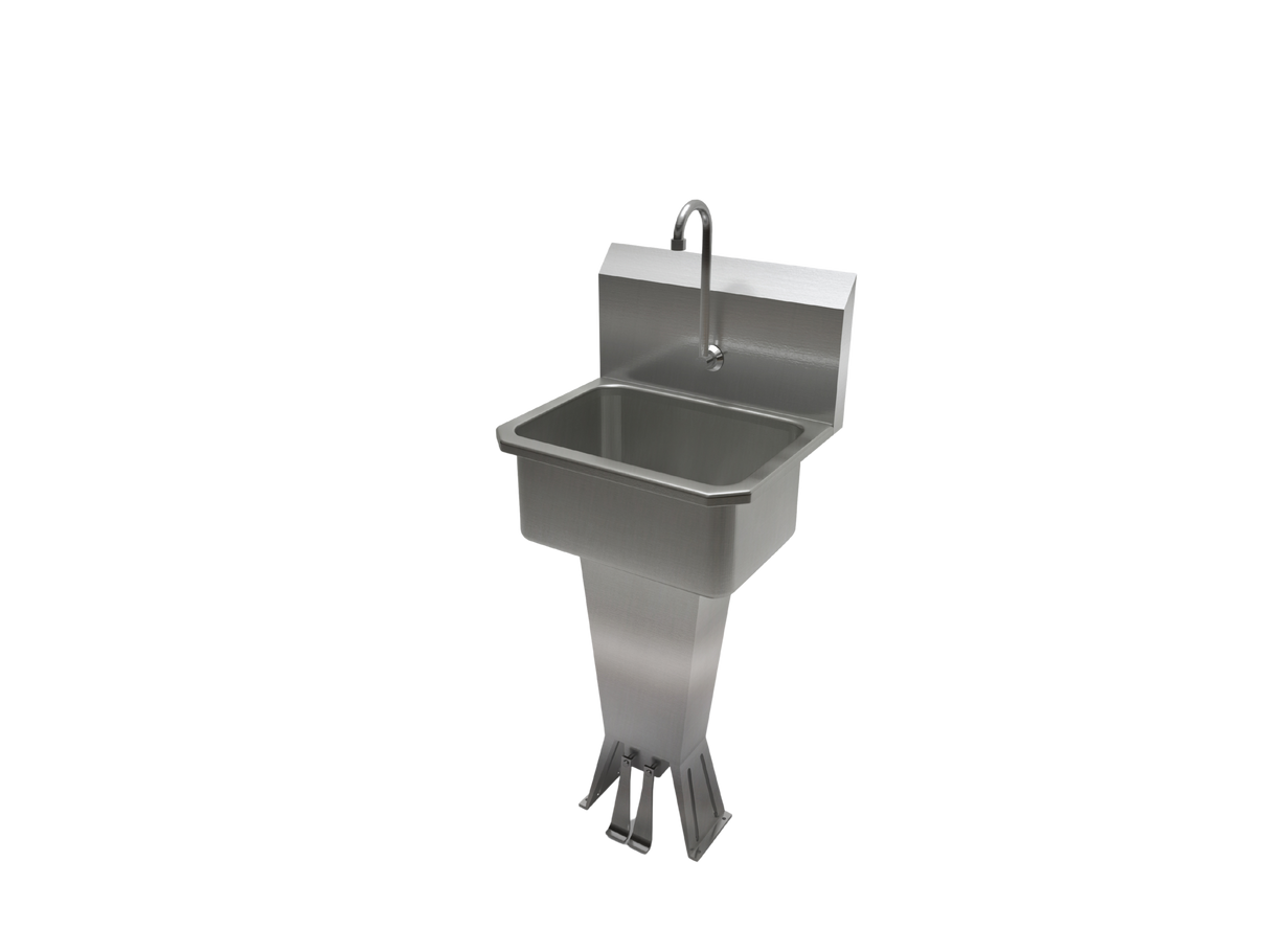 Floor-Mounted Hand Wash Sink with Dual Foot Pedal Valve